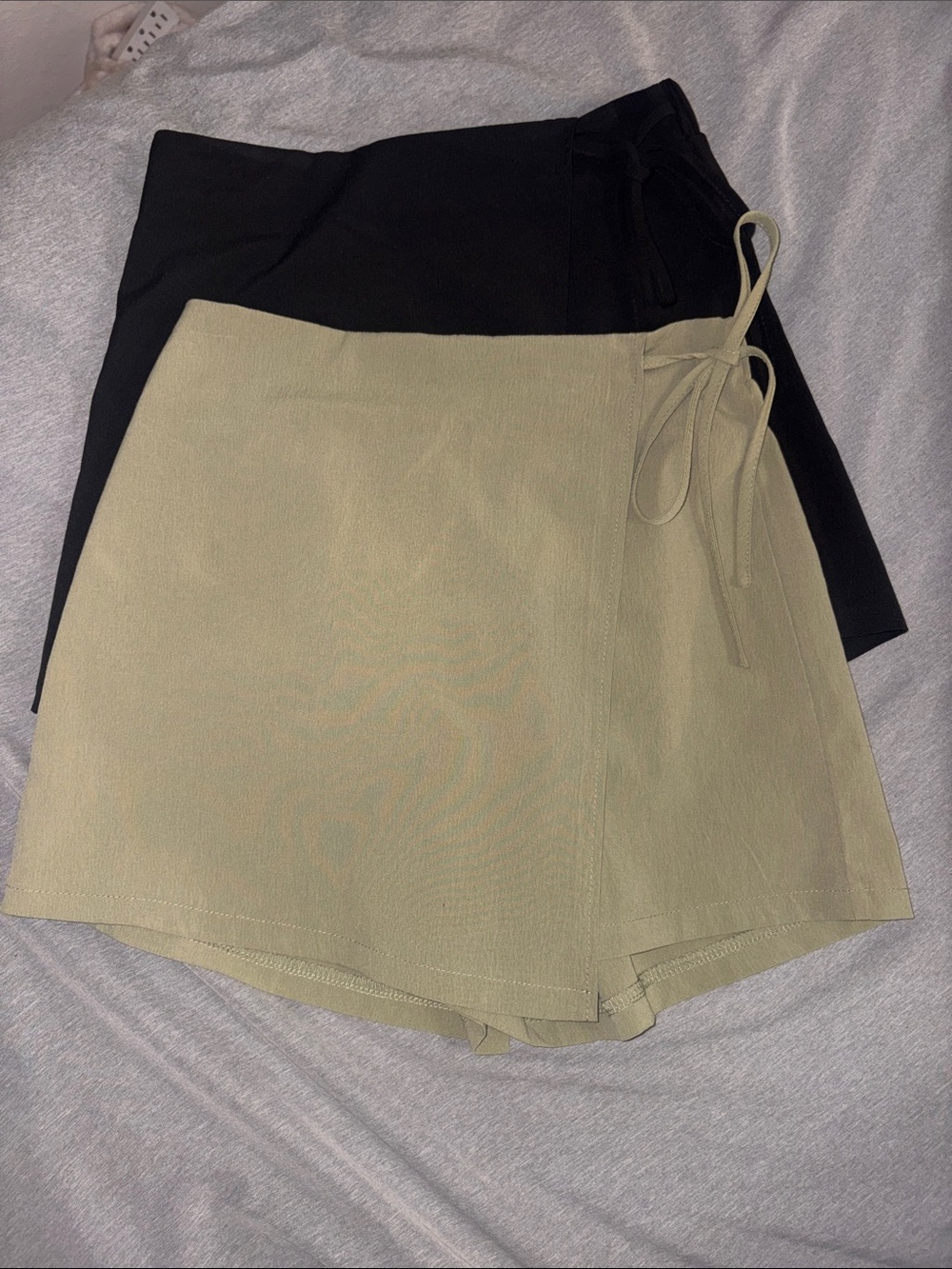 Women’s Wrap-Front Shorts - Black and Olive
